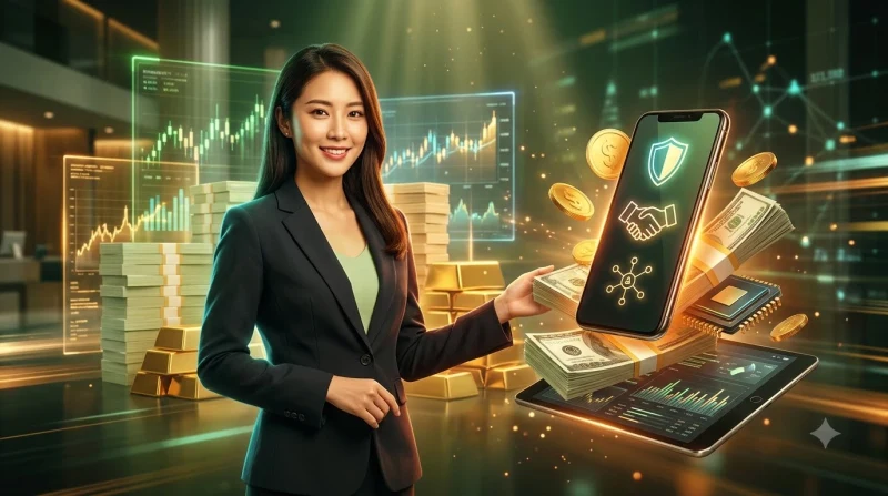 Bắt tay hợp tác với biểu tượng bảo mật và hợp đồng, thể hiện trách nhiệm hai bên