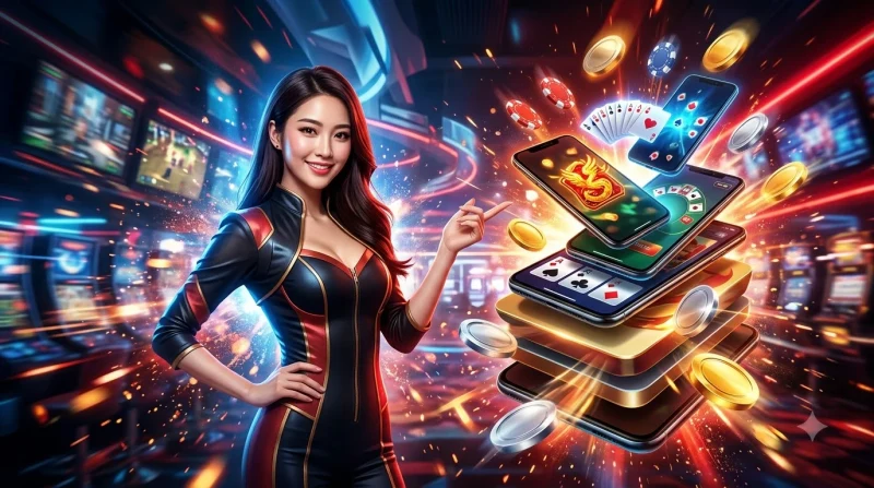 Điện thoại hiển thị game mậu binh online với chip vàng và bài